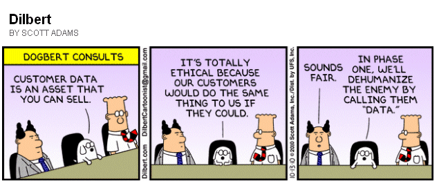 Dilbert cartoon about selling data assets