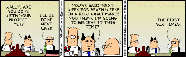 Dilbert comic strip about team conflicts