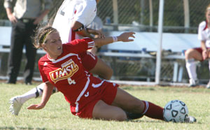 Photo of Anne Nesbitt playing soccer