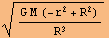 (G M (-r^2 + R^2))/R^3^(1/2)