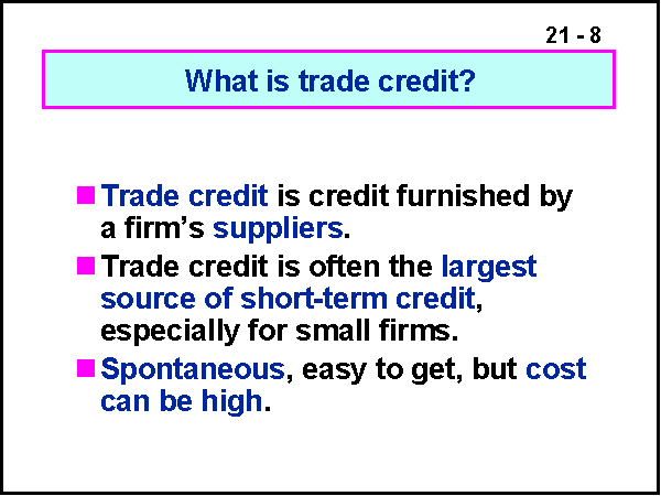 What is trade credit?