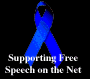 [Square Blue Ribbon icon, black background, text: 
'Supporting Free Speech on the Net' - click here to download]