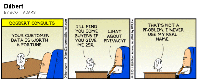 Dilbert cartoon about selling data assets