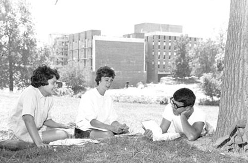 Students on campus during 1960s