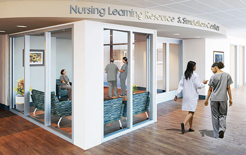 Rendering of the interior of the UMSL Nursing and Learning Resource and Simulation Center