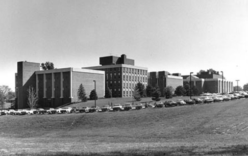 Outside of the Stadler Hall building during the 70s