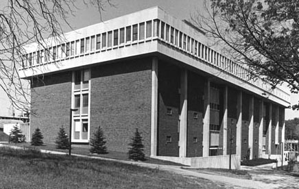 Outside of the Clark Hall building during the 1960s