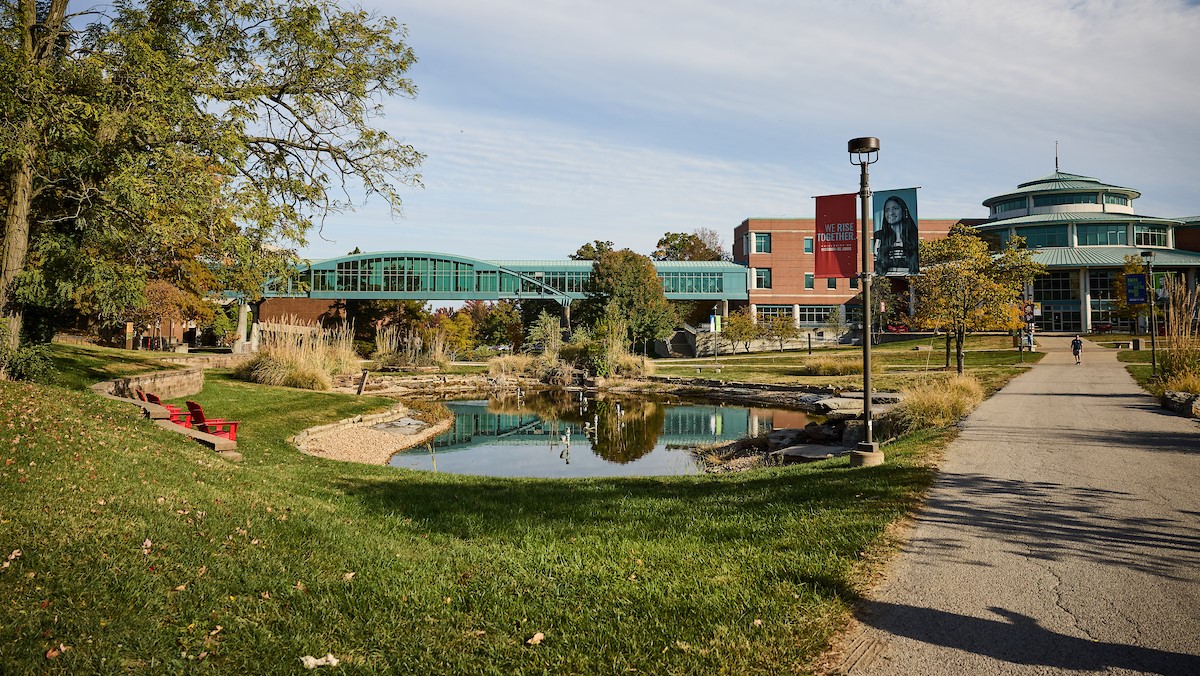 Image of Millennium Student Center on a cloudy day