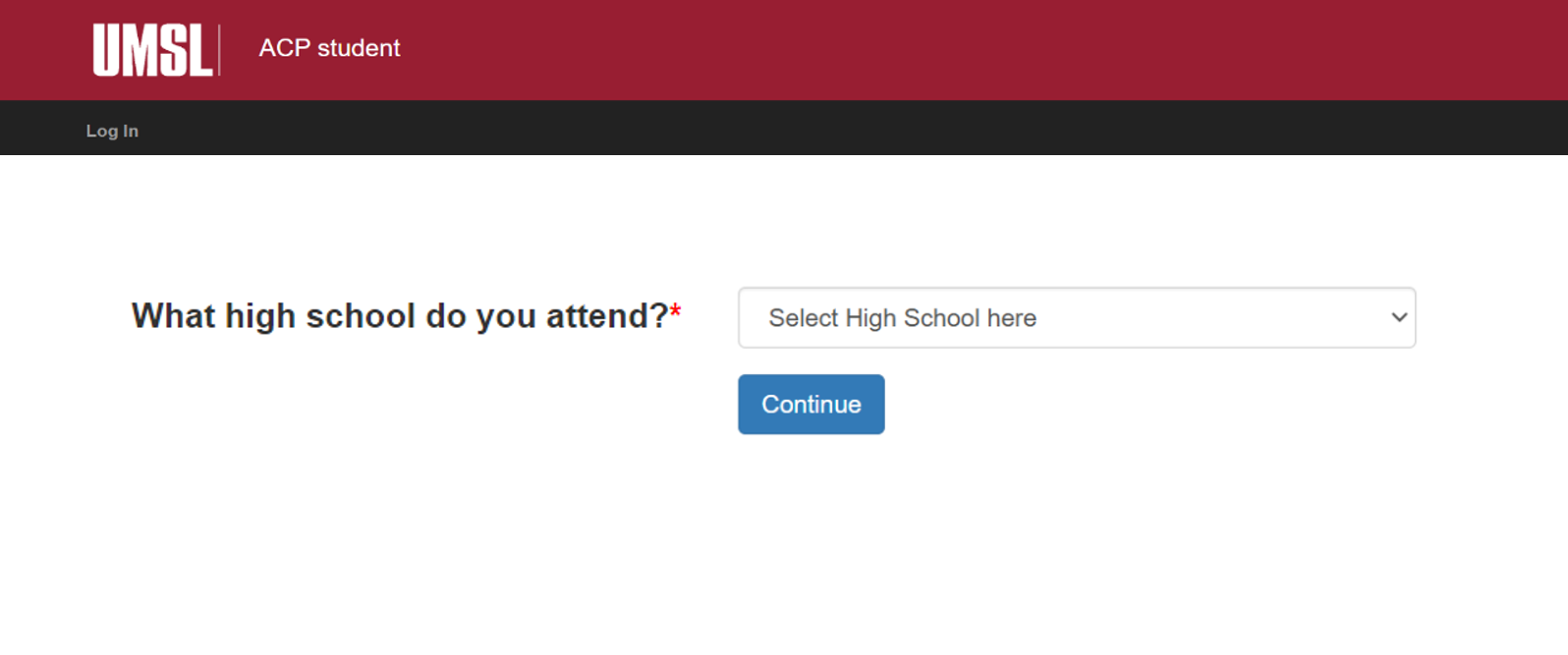 Students will be prompted to select their high school.