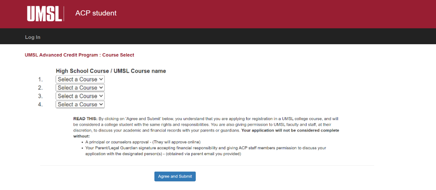 Students will be prompted to select classes and agree to the terms of enrollment.