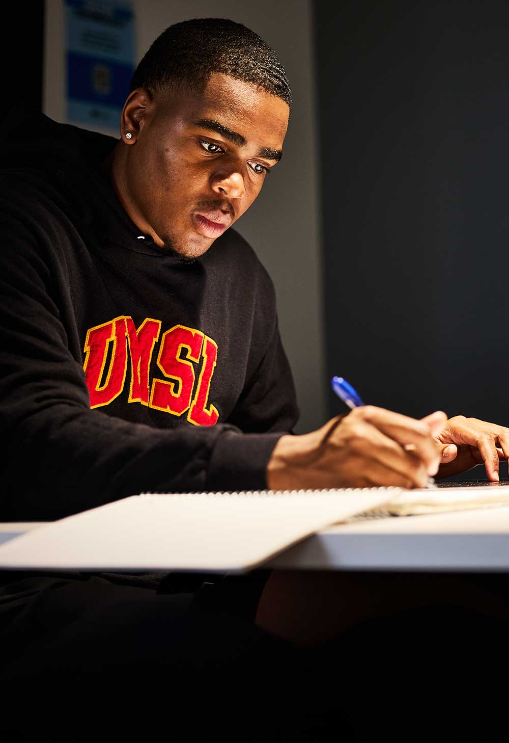 Closeup of student studying