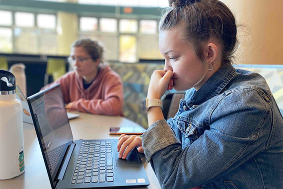 student at laptop