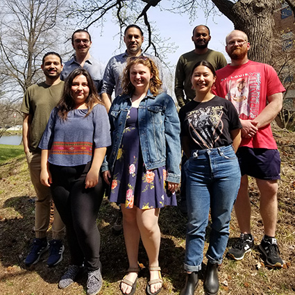 Counterclockwise from bottom left: Belen, Raj, Sebastian, Nathan, Ajith, Jordan, Rieka, Giulia.