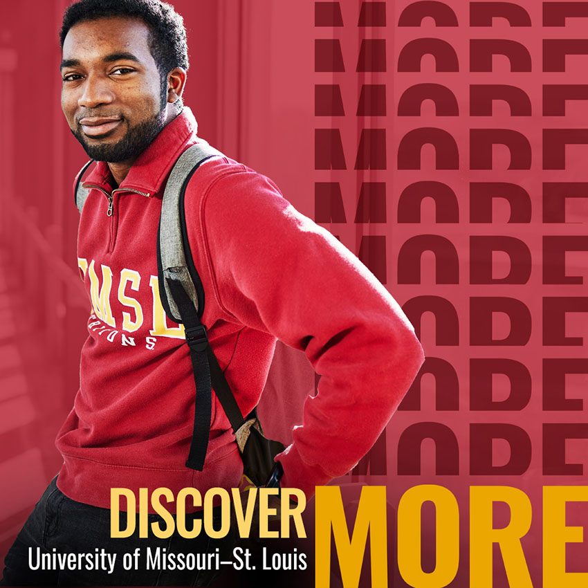 male student in UMSL shirt
