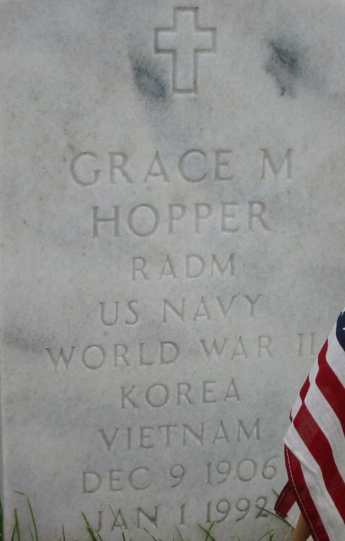 zoomed in shot of the tombstone of Grace Murray Hopper