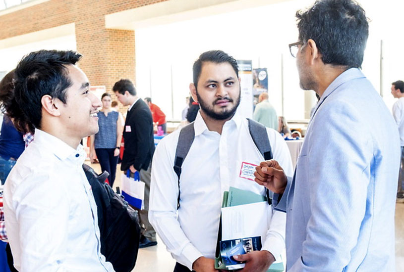 Three students in conversation