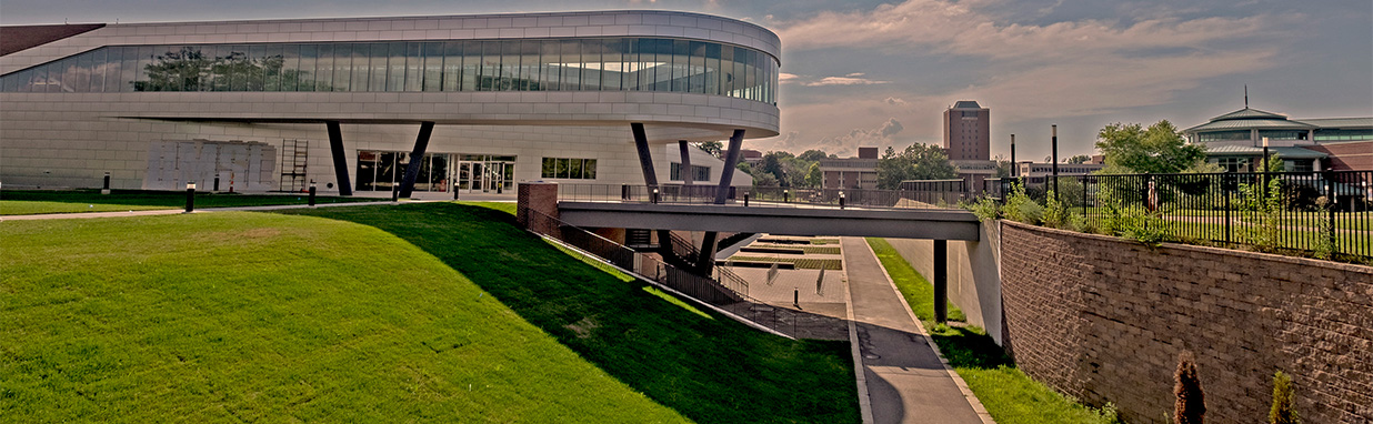 Outside image of the Recreation and Wellness Center on UMSL's campus