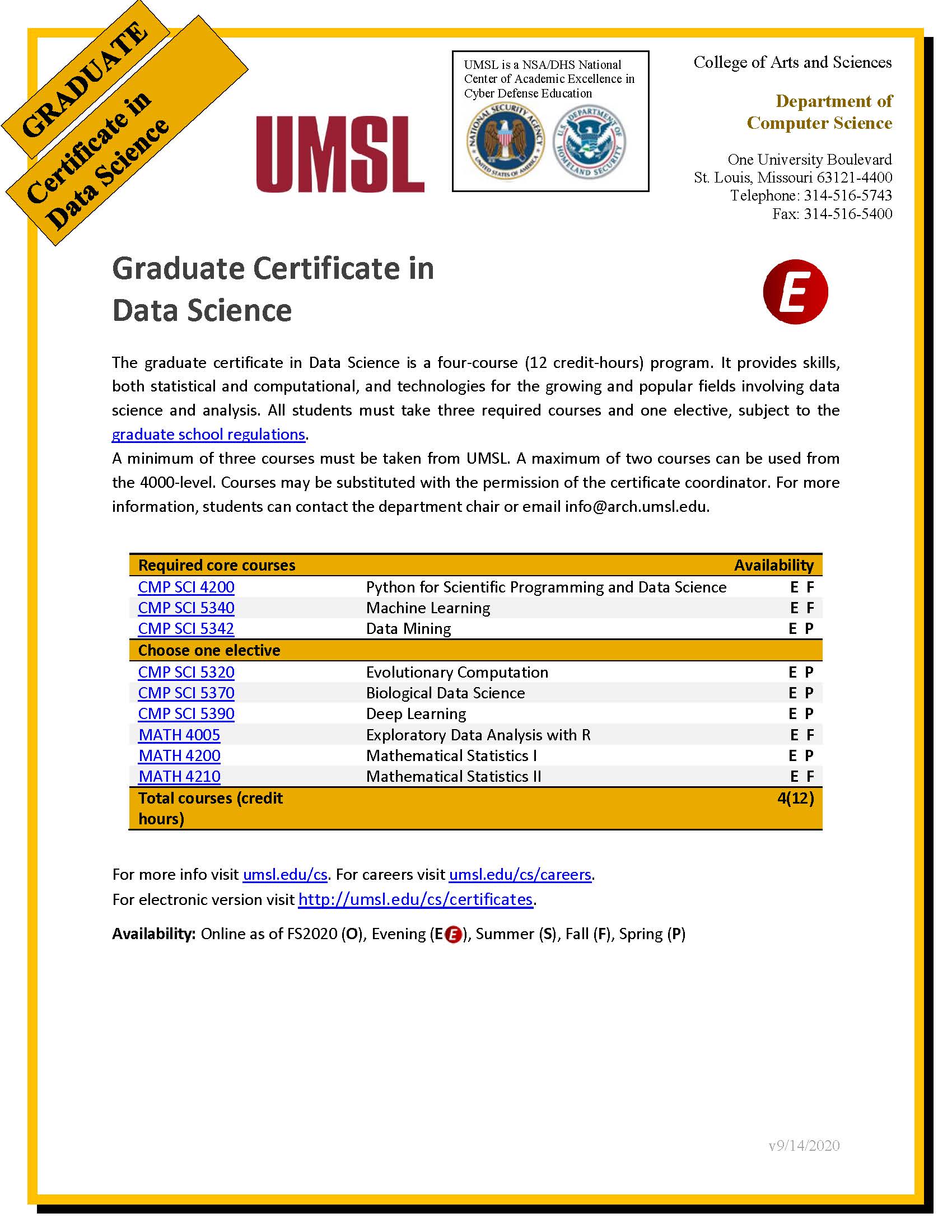 Graduate Certificate in Data Science  UMSL