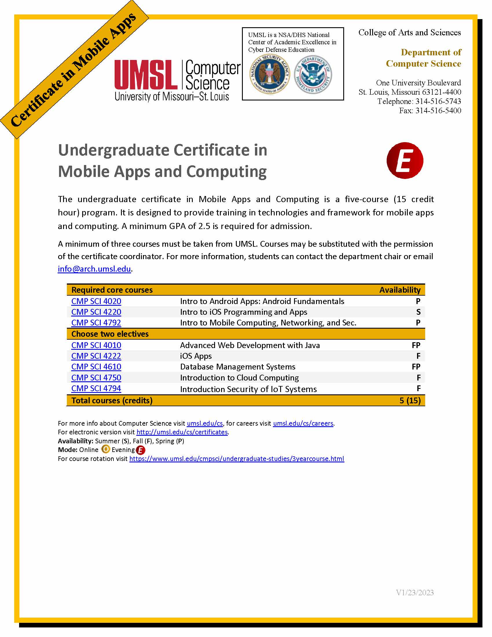 Certificate Undergraduate Mobile App Computing