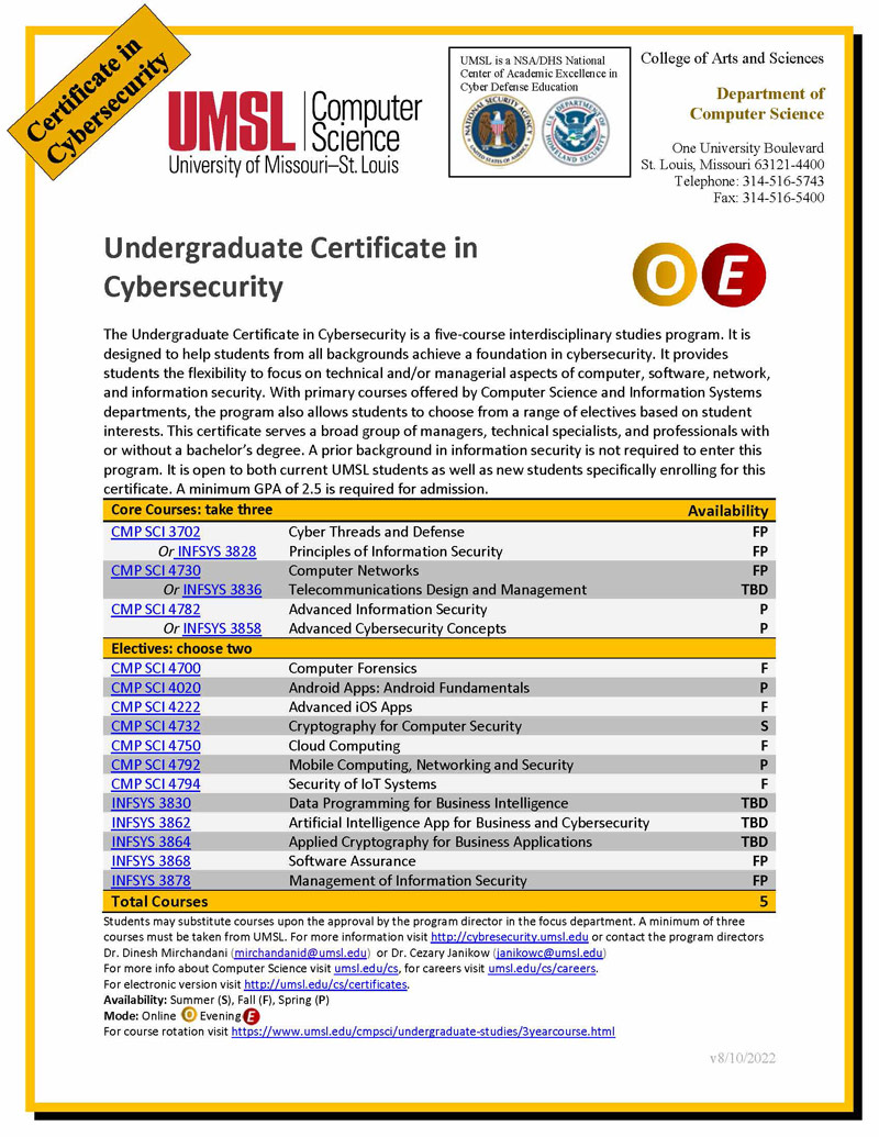Undergraduate Certificate in Cybersecurity | UMSL