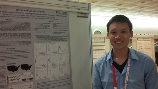 Chan presents his poster “ORCA and Cut-and-Solve: A Potential High-Performance Solution to Learning Genetic Causes of Complex Diseases” during the PASC Poster Session.