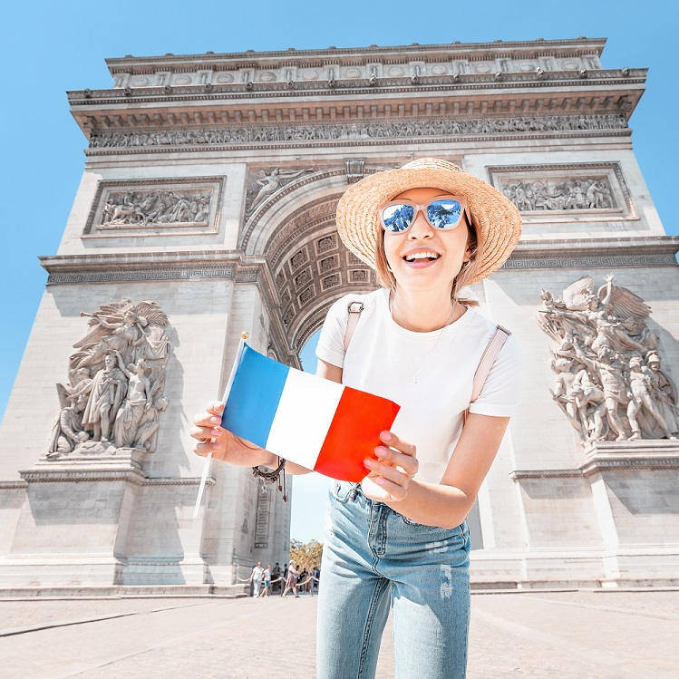 woman with french flag