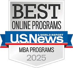 U.S. News & World Report badge recognizing the best online MBA programs for 2025.