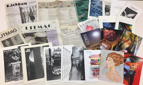 a stack of literary journals