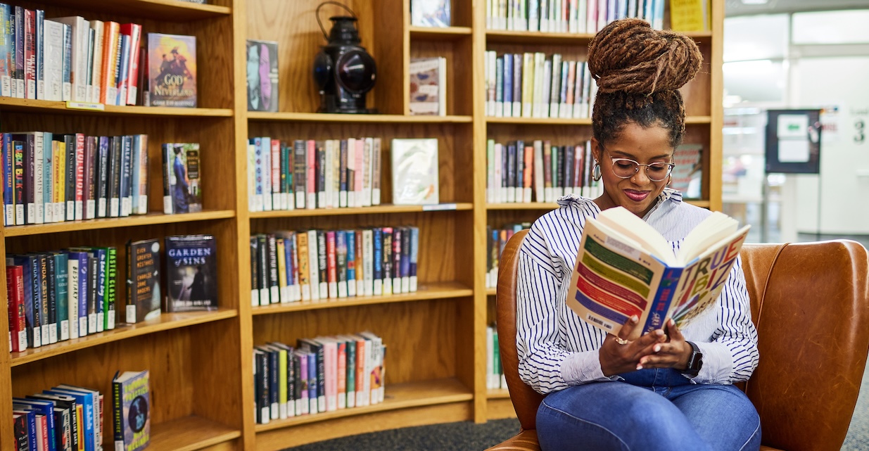 student reading