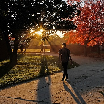 student walking