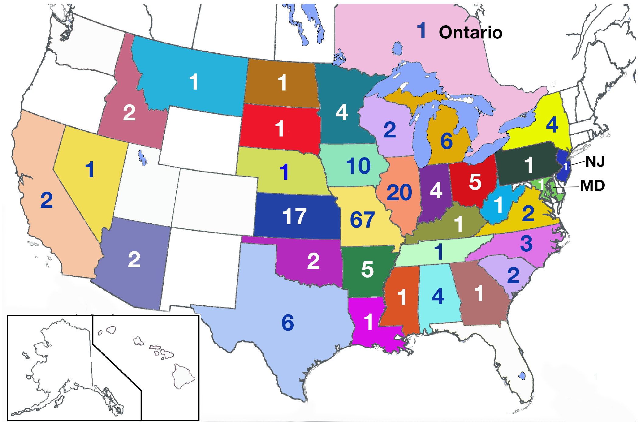 The majority of students come from the midwest states.