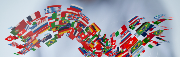 a group of flags from different nations of the world