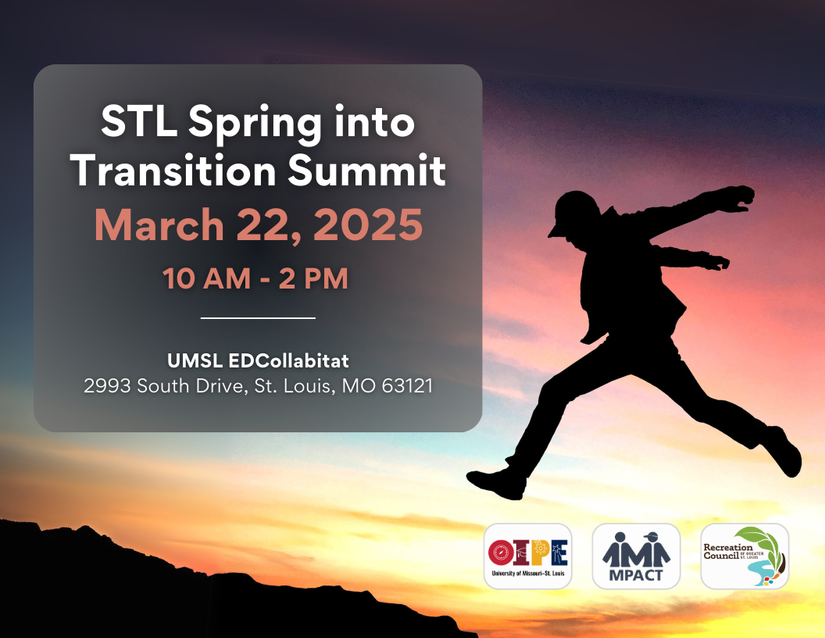 Announcement graphic for the STL Spring into Transition Summit on March 22, 2025, featuring event details, location, and logos of sponsoring organizations.