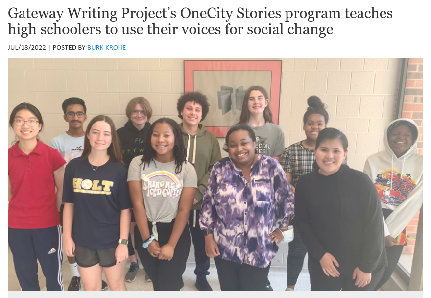 Gateway Writing Project’s OneCity Stories program teaches high schoolers...
