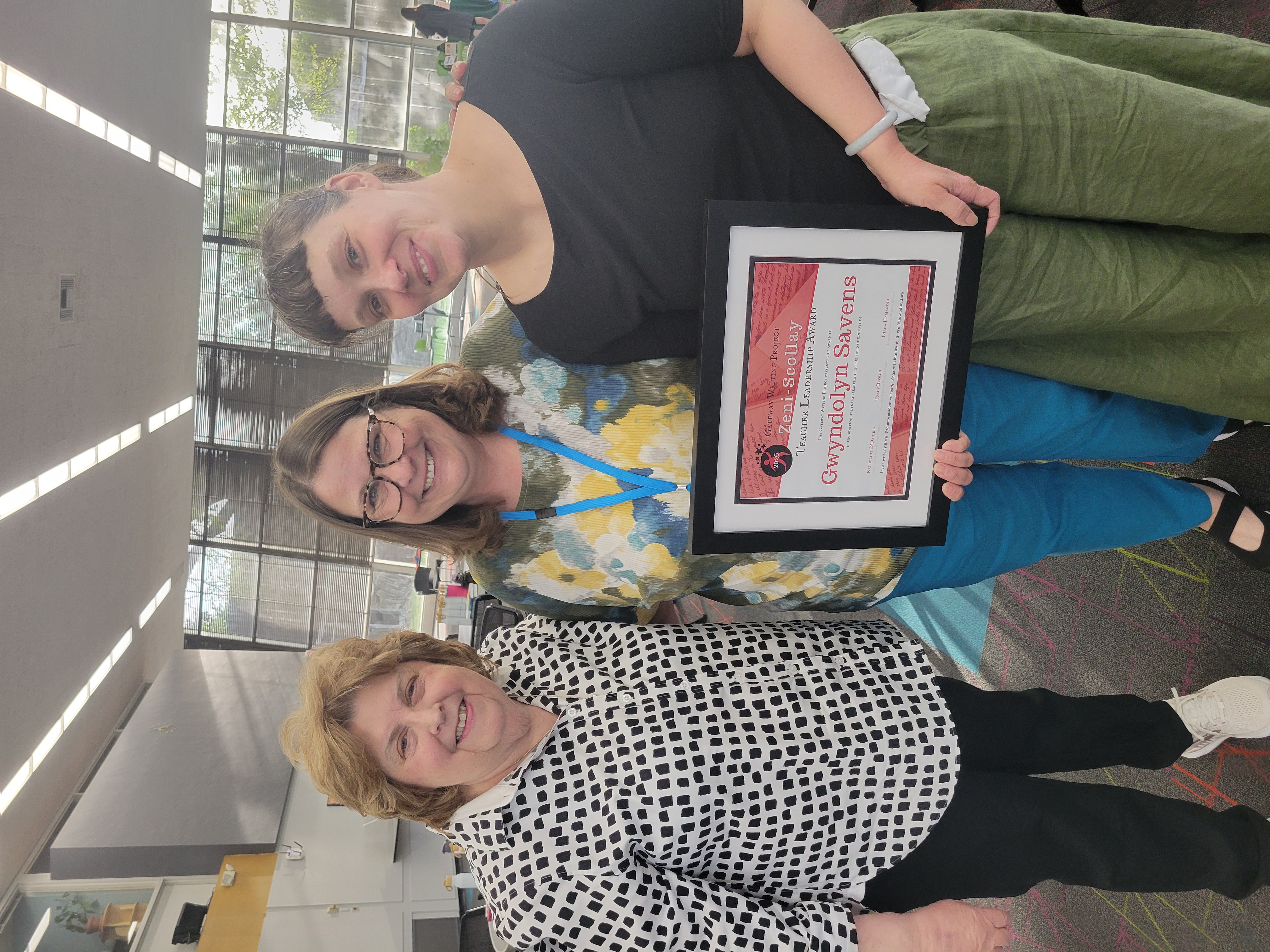 Diane Scollay, Nancy Singer, and Gwyndolyn Savens, award winner