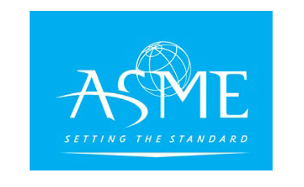 ASME logo featuring the text "ASME" in white on a blue background with the tagline "SETTING THE STANDARD".