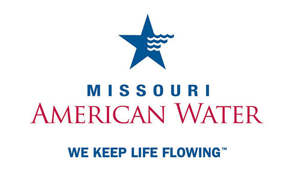 Logo of Missouri American Water, featuring a blue star and the tagline "We Keep Life Flowing."
