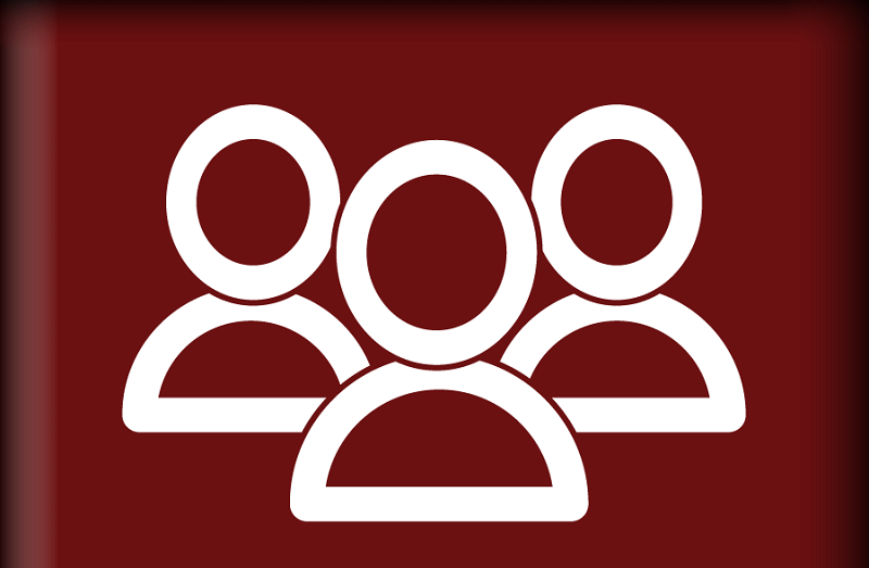 outlines of 3 heads and shoulders on a red background