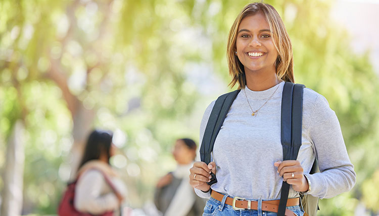 student with backpack 
