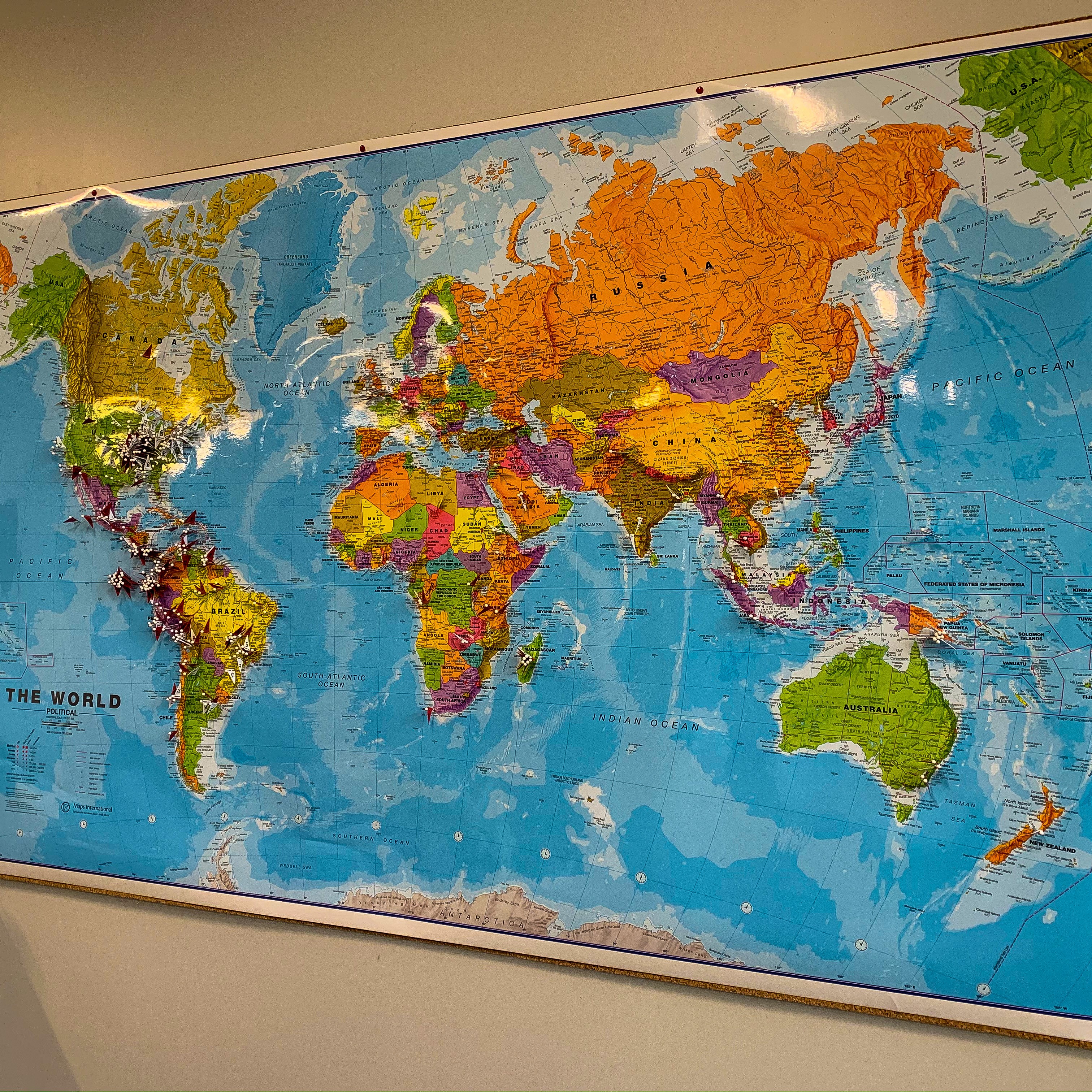 a world map on the wall