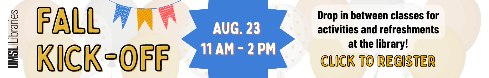 Fall Kick-Off: Drop in between classes for activites and refreshments at the library!