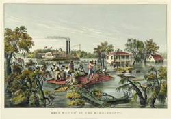 Currier and Ives, High Water on the Mississippi, print, 1868