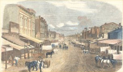 St. Louis, Missouri. Broadway Avenue print from the Illustrated London News, May 1, 1858
