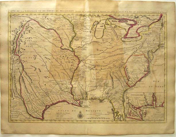Map of Louisiana produced in France, 1730