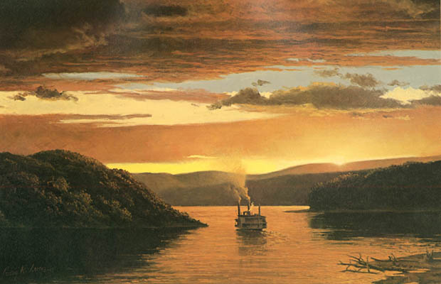 Gary Lucy (born 1949)  The Yellowstone: Evening Sky on the Missouri River, 1833, 1992, Color lithograph
