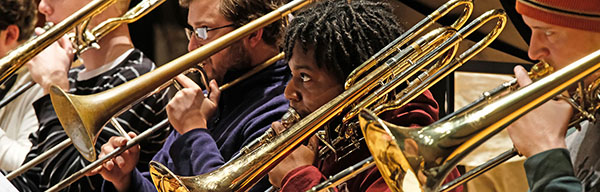 trombone section of a larger ensemble