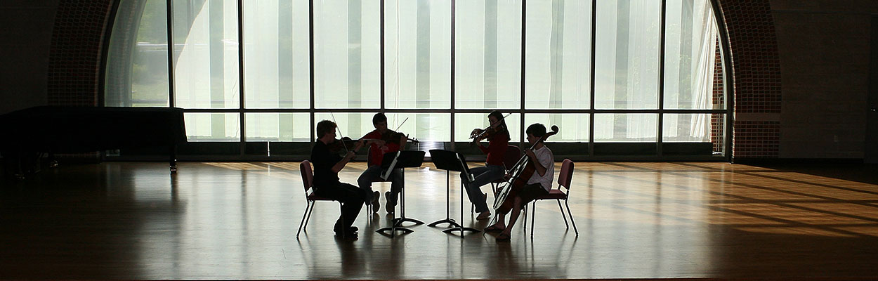 string quartet on the stage of the Touhill