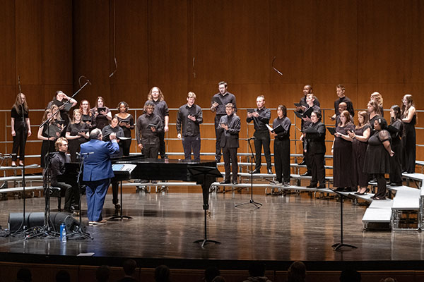 university singers on risers