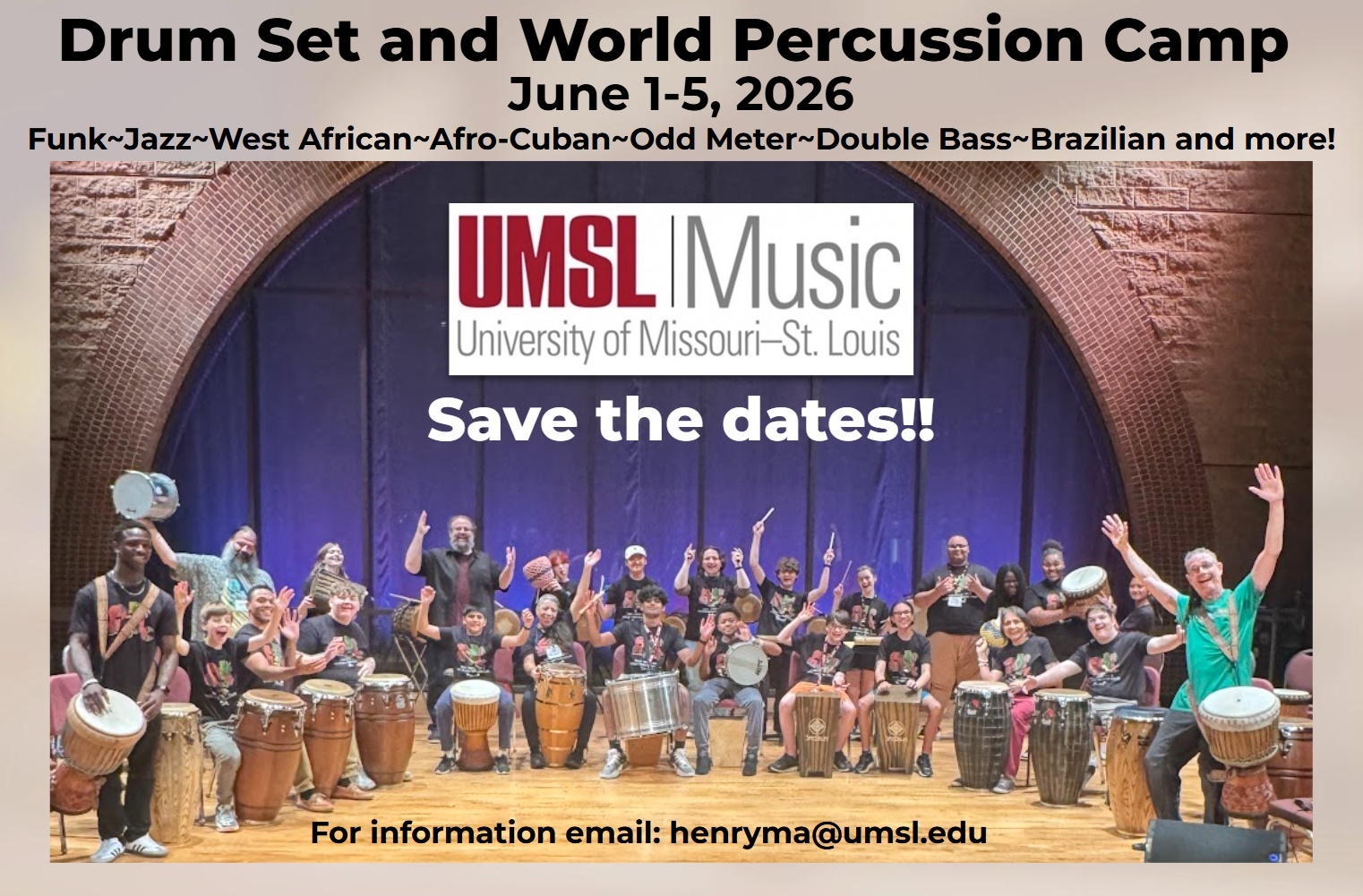 Drum Set and World Percussion Camp - image of happy percussionists