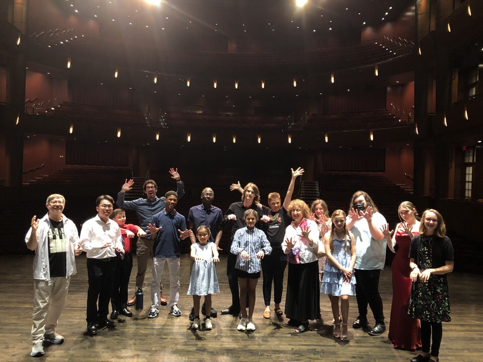 Piano camp students on stage